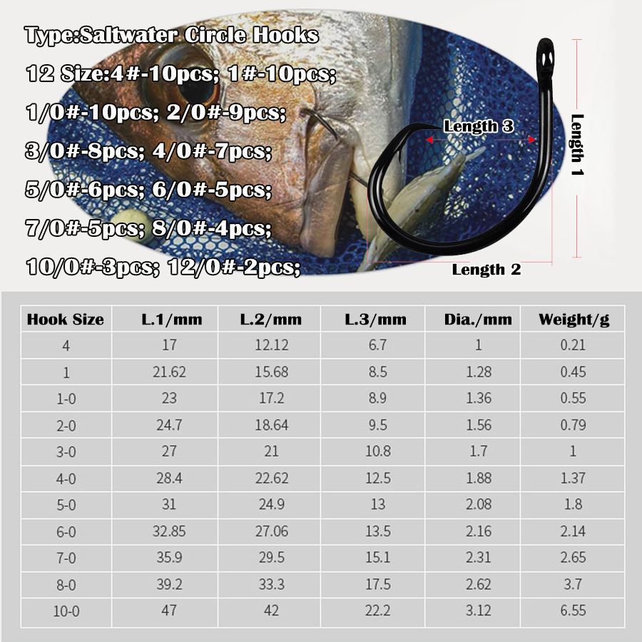 Circle Hooks 3X Strong Saltwat - Fishing Hook Assortment 评论和价格